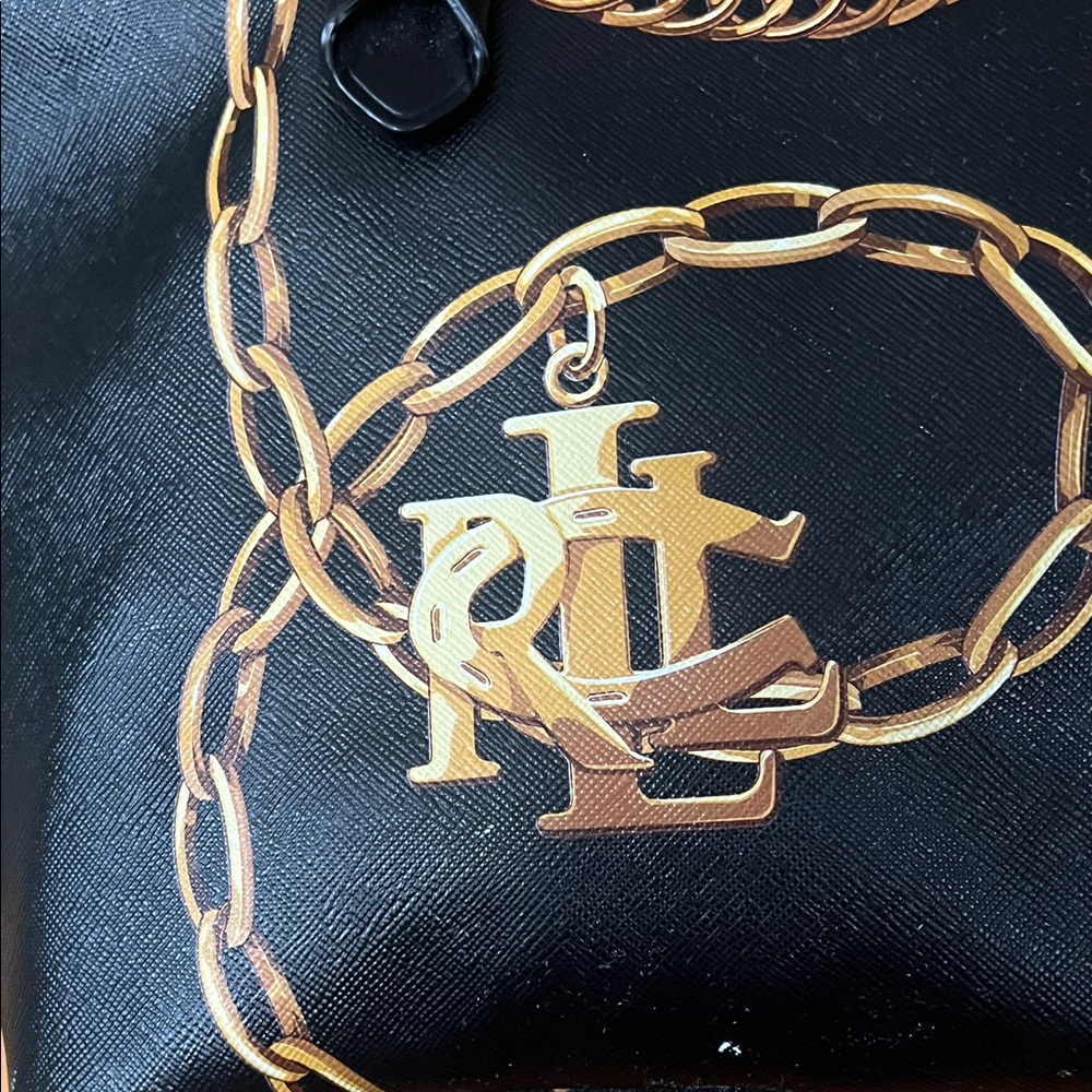 Lauren Ralph Lauren Black & Gold Equestrian Tote Bag - Picture 3 of 16